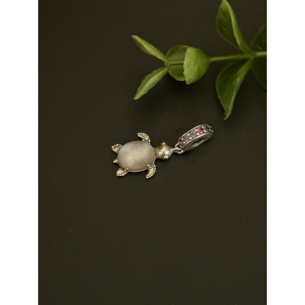 Pandora Murano Glass Sea Turtle Dangle Charm S925 Sterling Silver Pink 798939C01 - Picture 2 of 4